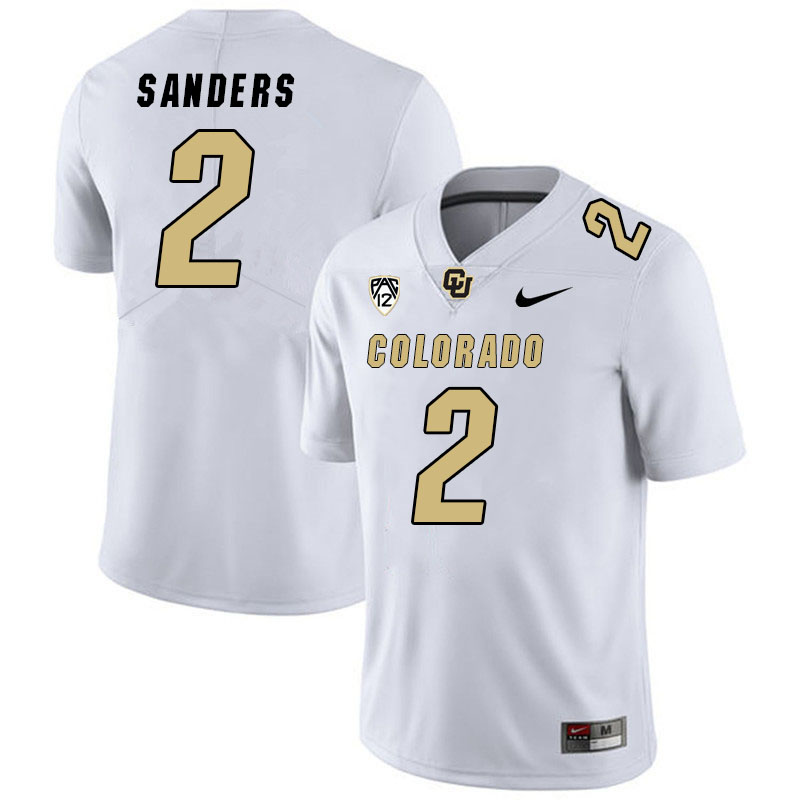 Men #2 Shedeur Sanders Colorado Buffaloes College Football Jerseys Stitched Sale-White - Click Image to Close